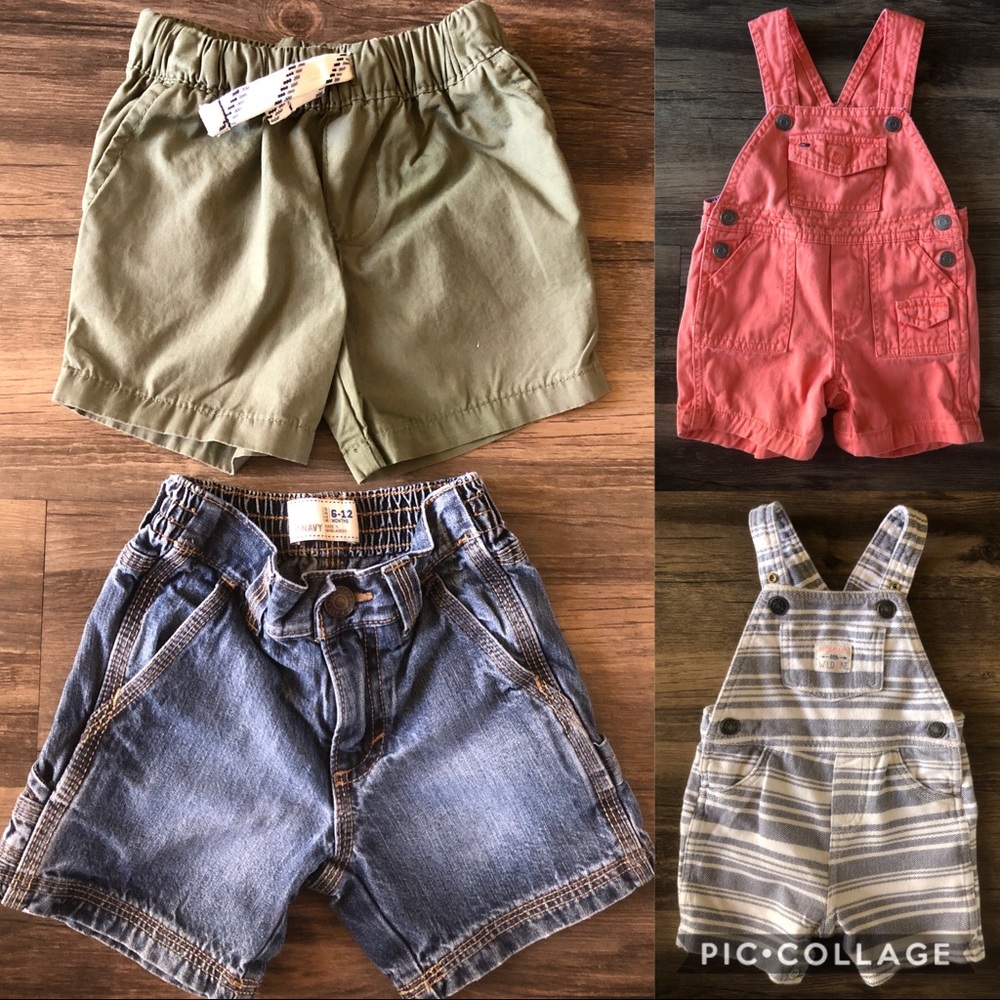Infant 4 Pc Shorts and Overall Bundle size 9M